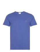 Slim Shield V-Neck T-Shirt Tops T-Kortærmet Skjorte Blue GANT