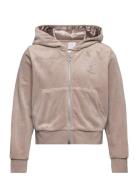 Sweater Zip Hood Velour Tops Sweatshirts & Hoodies Hoodies Beige Linde...