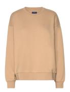 G Badge C-Neck Tops Sweatshirts & Hoodies Sweatshirts Beige GANT