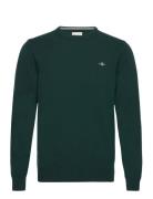 Superfine Lambswool C-Neck Tops Knitwear Round Necks Khaki Green GANT