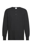 Slhphillip Ls Henley Noos Tops T-Langærmet Skjorte Black Selected Homm...