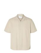 Slhrelaxsun Shirt Ss Resort Tops Shirts Short-sleeved Beige Selected H...