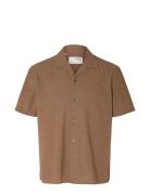 Slhrelaxsun Shirt Ss Resort Tops Shirts Short-sleeved Brown Selected H...