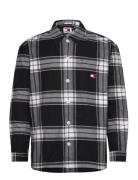 Tjm Bold Check Overshirt Ext Tops Overshirts Black Tommy Jeans