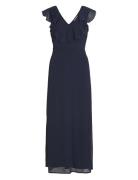 Vifalia V-Neck Long Dress - Noos Maxikjole Festkjole Navy Vila