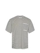 Akholger Frotte Stripe Tee Tops T-Kortærmet Skjorte Navy Anerkjendt