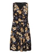 Floral Surplice Jersey Sleeveless Dress Knælang Kjole Black Lauren Ral...