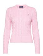 Cable-Knit Cotton Crewneck Cardigan Tops Knitwear Cardigans Pink Polo ...