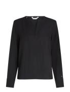 Viscose Regular V-Neck Ls Blouse Tops Blouses Long-sleeved Black Tommy...