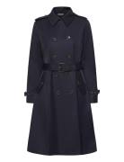 Cotton Blend-Bl Db W Cn42 Trenchcoat Frakke Black Lauren Ralph Lauren