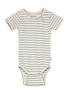 Body S/S Modal Striped Bodysuits Short-sleeved Blue Petit Piao