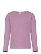 Top L S Basic Rib Tops T-shirts Long-sleeved T-Skjorte Purple Lindex