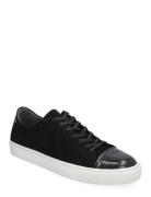 Lescape Suede Shiny Black Low-top Sneakers Black Sneaky Steve