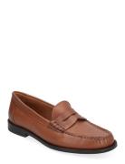 Calfskin Penny Loafer Loafers Flade Sko Brown Polo Ralph Lauren