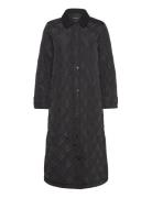 Corduroy-Trim Diamond Quilted Maxi Coat Quiltet Jakke Black Lauren Ral...