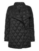 Buckle-Trim Diamond-Quilted Down Coat Quiltet Jakke Black Lauren Ralph...