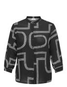 Carmatte Life 3/4 O-Neck Shirt Aop Tops Shirts Long-sleeved Black ONLY...