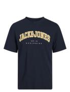 Jjecaleb Varsity Tee Ss O-Neck Sn Mni Tops T-Kortærmet Skjorte Navy Ja...