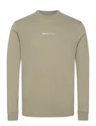 Rounded Hem Longsleeve Tops T-Langærmet Skjorte Khaki Green Tom Tailor