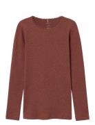 Nkfkab Ls Slim Top Noos Tops T-shirts Long-sleeved T-Skjorte Burgundy ...