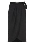 Chelsie Knit Skirt Knælang Nederdel Black Ida Sjöstedt