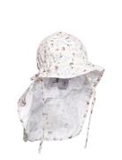 Hat W/Neck & Ties W/Print Solhat Cream Melton