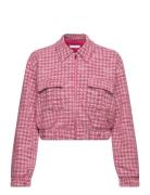 Houndstooth Tweed Jacket Bomberjakke Pink Mango