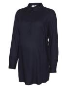 Mlebba Lia L/S Wo Tunic 2F Tops Tunics Navy Mamalicious