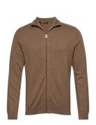 Slhberg Full Zip Cardigan Noos Tops Knitwear Full Zip Jumpers Khaki Gr...