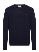 Extrafine Lambswool V-Neck Tops Knitwear V-necks Navy GANT