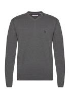 Uspa V-Neck Knit Cosmo Men Tops Knitwear V-necks Grey U.S. Polo Assn.