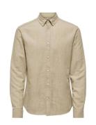 Onsarlo Ls Hrb Linen Shirt Tops Shirts Linen Shirts Beige ONLY & SONS