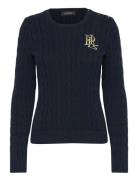 Gassed Cotton-Sweater Designers Knitwear Jumpers Navy Lauren Ralph Lau...