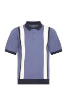Reymond Stripe Polo Designers Knitwear Short Sleeve Knitted Polos Blue...