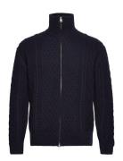 D2. Aran Cable Fullzip Tops Knitwear Full Zip Jumpers Blue GANT