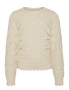 Vmlua Ls Boatneck Pullover Girl Tops Knitwear Pullovers Cream Vero Mod...