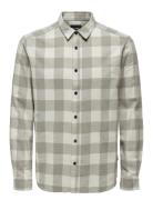 Onsgudmund Ls Checked Shirt Noos Tops Shirts Casual Beige ONLY & SONS