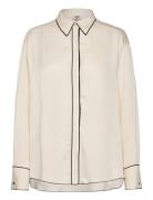 Jennifer Satin Blouse Tops Blouses Long-sleeved Cream Twist & Tango