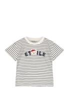 Striped Cotton T-Shirt Tops T-Kortærmet Skjorte White Mango