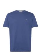 Reg Shield Ss T-Shirt Tops T-Kortærmet Skjorte Blue GANT