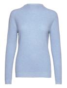 Rib Funnel Neck Sweater Designers Knitwear Jumpers Blue Davida Cashmer...