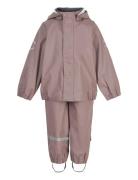 Pu Rain W. Susp. Outerwear Rainwear Rainwear Sets Pink Mikk-line