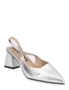 Biamaralyn Slingback Metallic Shoes Heels Pumps Sling Backs Silver Bia...