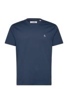 S/S Embroidered Logo Tops T-Kortærmet Skjorte Blue Original Penguin