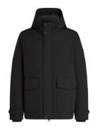 Rockie Down Hooded Jacket Uldfrakke Frakke Black Tommy Hilfiger