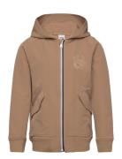 Hooded Cardigan Tops Sweatshirts & Hoodies Hoodies Brown BOSS