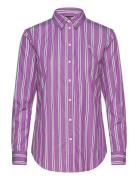 Classic Fit Striped Broadcloth Shirt Tops Shirts Long-sleeved Purple L...