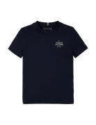 Th Logo Puff Print Reg Tee Ss Tops T-Kortærmet Skjorte Navy Tommy Hilf...