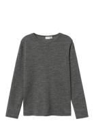 Nkmwang Wool Rib Ls Top Tops T-shirts Long-sleeved T-Skjorte Grey Name...