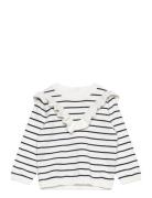 Ruffle Striped Sweater Tops Sweatshirts & Hoodies Sweatshirts White Ma...